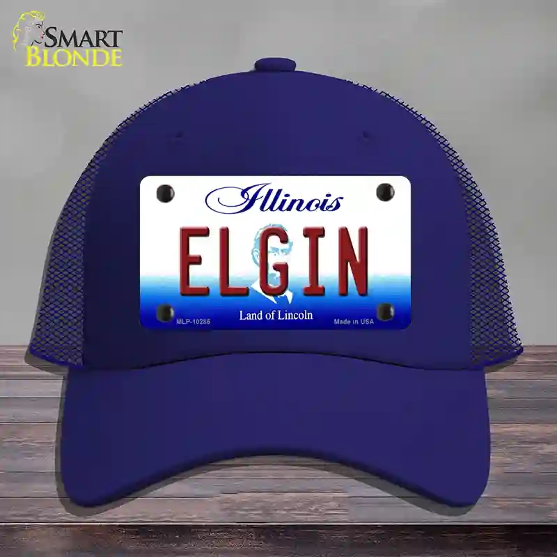 HAT18-MLP-10285 Elgin Illinois Novelty License Plate Hat, Mesh - Royal Blue