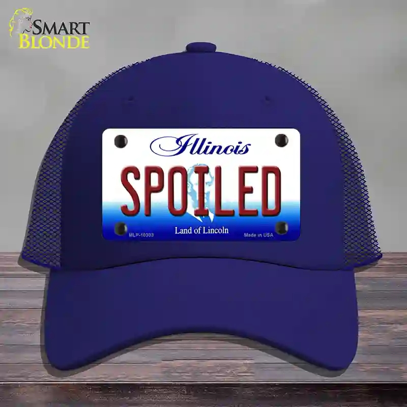HAT18-MLP-10303 Spoiled Illinois Novelty License Plate Hat, Mesh - Royal Blue