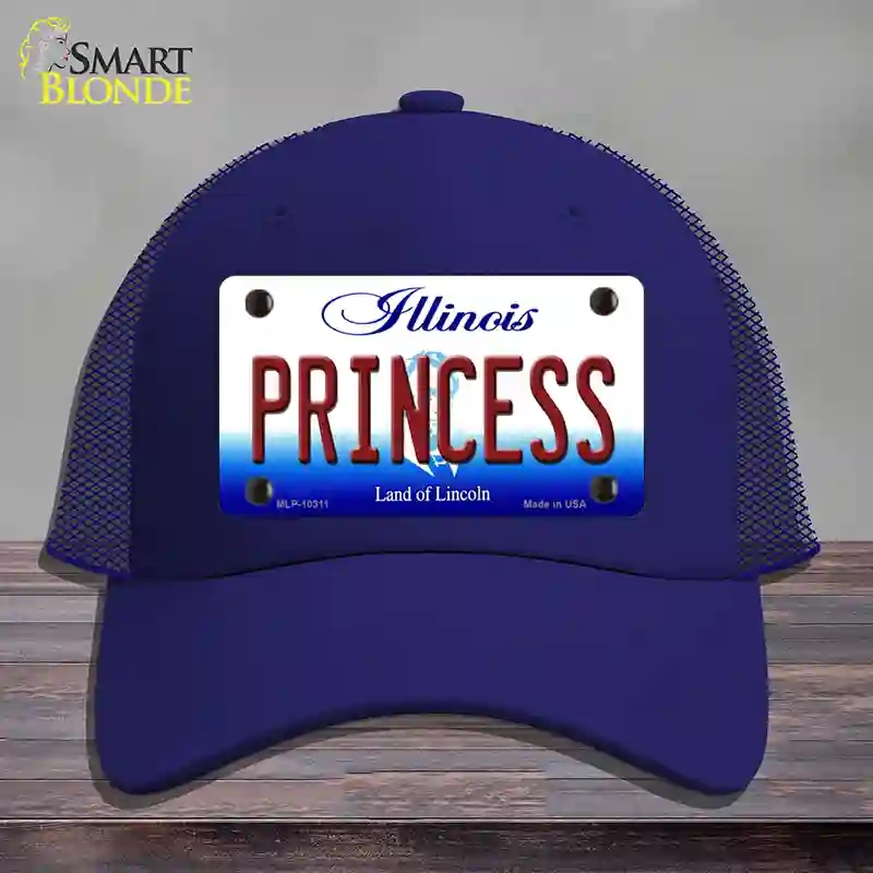 HAT18-MLP-10311 Princess Illinois Novelty License Plate Hat, Mesh - Royal Blue