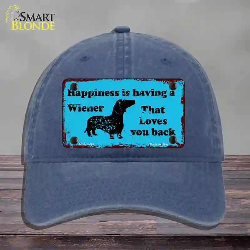 HAT11-MLP-11684 Happiness is Having a Wiener Novelty License Plate Hat, Unconstructed Cotton - Navy