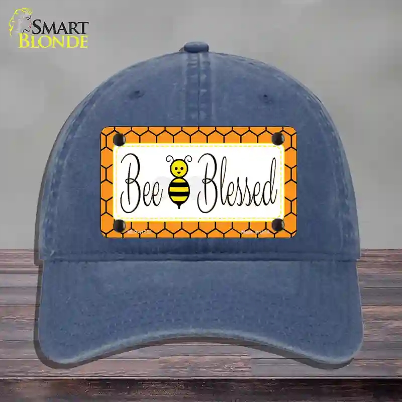 HAT11-MLP-11723 Bee Blessed Simple Novelty License Plate Hat, Unconstructed Cotton - Navy