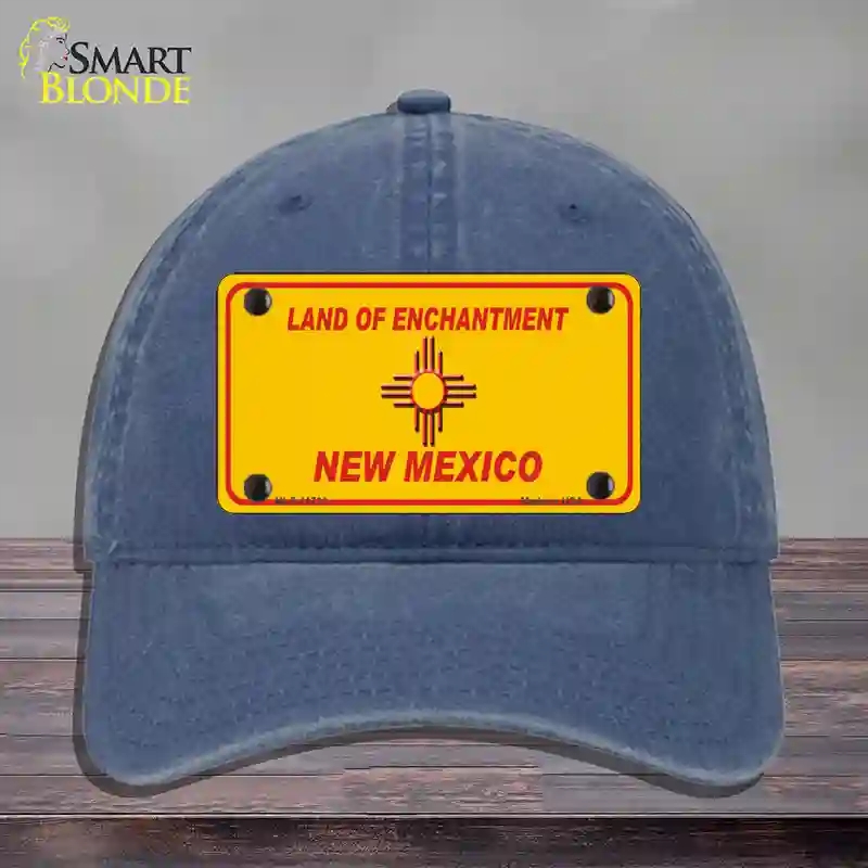 HAT11-MLP-11736   Mexico Blank Yellow State Novelty License Plate Hat, Unconstructed Cotton - Navy