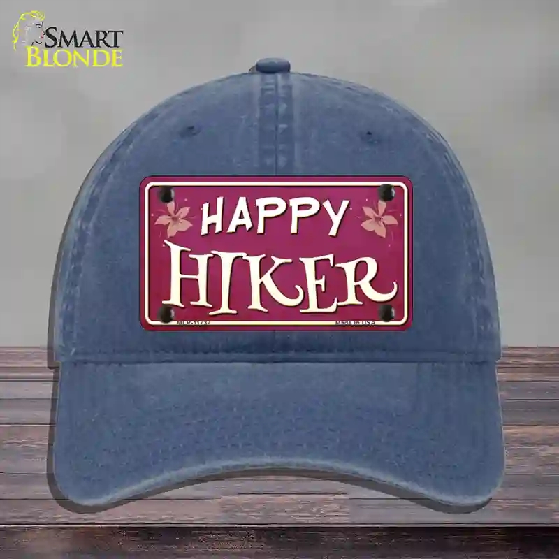 HAT11-MLP-11737 Happy Hiker Novelty License Plate Hat, Unconstructed Cotton - Navy
