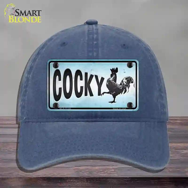 HAT11-MLP-11785 Cocky Chicken Novelty License Plate Hat, Unconstructed Cotton - Navy