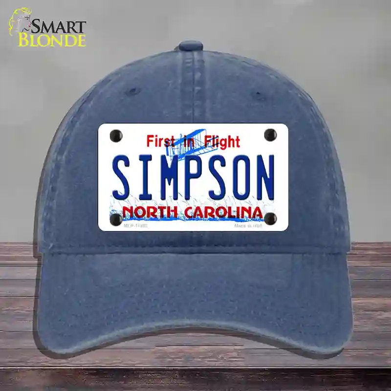 HAT11-MLP-11862 Simpson North Carolina Novelty License Plate Hat, Unconstructed Cotton - Navy