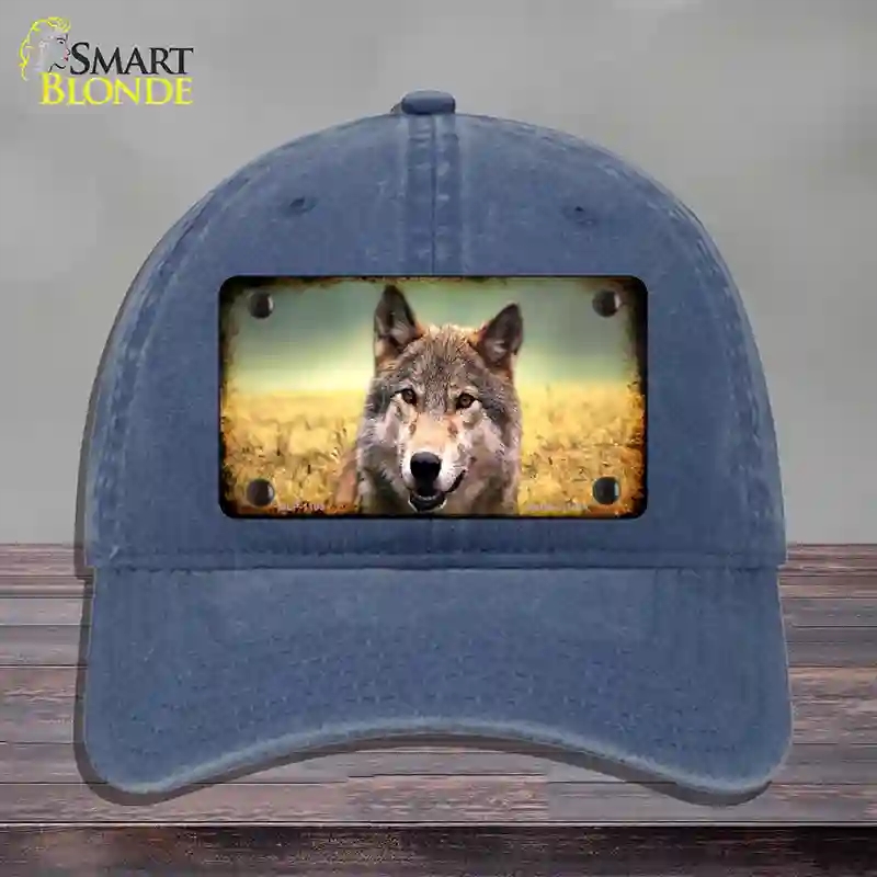 HAT11-MLP-1189 Wolf Novelty License Plate Hat, Unconstructed Cotton - Navy