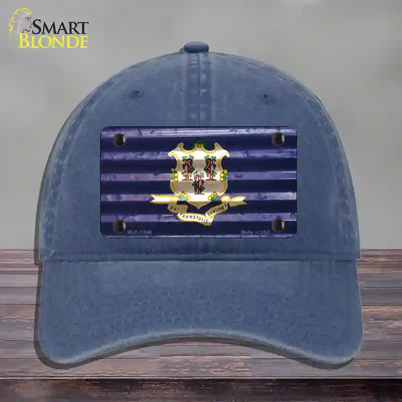 HAT11-MLP-11948 Connecticut Corrugated Flag Novelty License Plate Hat, Unconstructed Cotton - Navy