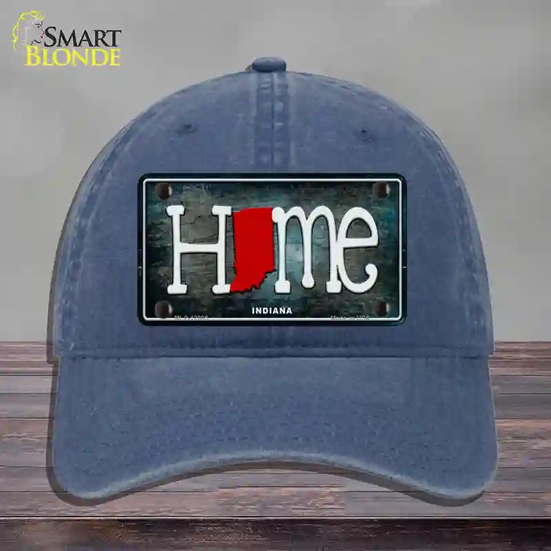 HAT11-MLP-12005 Indiana Home State Outline Novelty License Plate Hat, Unconstructed Cotton - Navy