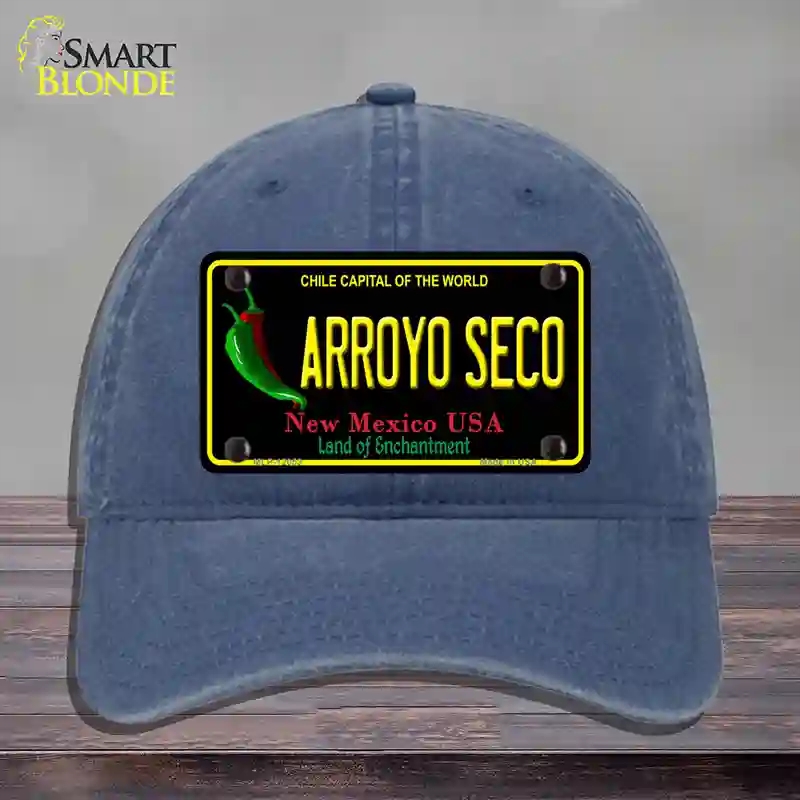 HAT11-MLP-12053 Arroyo Seco Black   Mexico Novelty License Plate Hat, Unconstructed Cotton - Navy