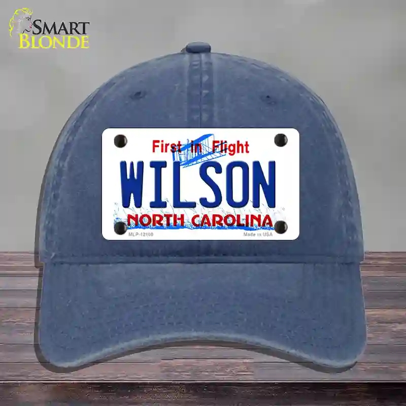 HAT11-MLP-12100 Wilson North Carolina State Novelty License Plate Hat, Unconstructed Cotton - Navy