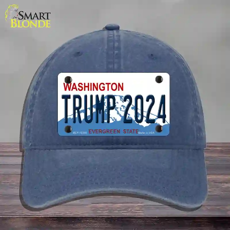 HAT11-MLP-12260 Trump 2024 Washington Novelty License Plate Hat, Unconstructed Cotton - Navy