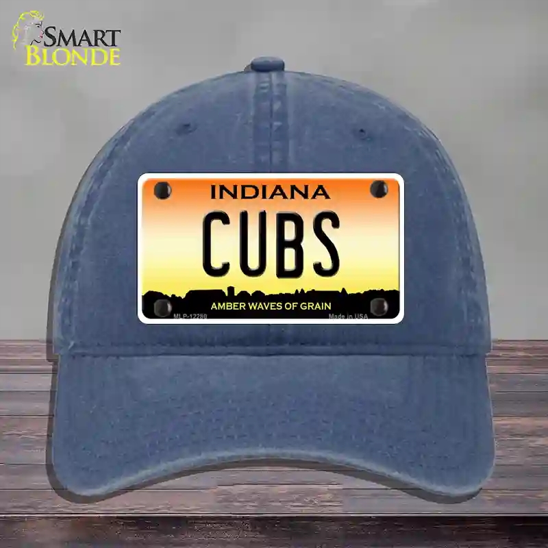 HAT11-MLP-12280 Cubs Indiana Novelty License Plate Hat, Unconstructed Cotton - Navy