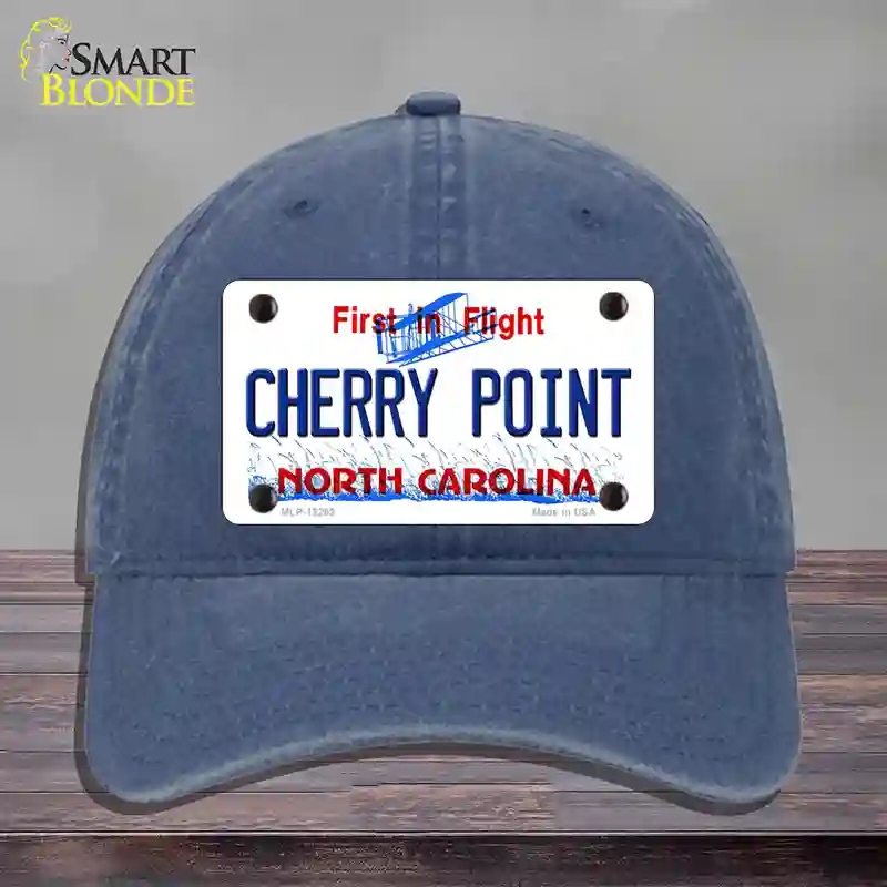 HAT11-MLP-12293 North Carolina Cherry Point Novelty License Plate Hat, Unconstructed Cotton - Navy