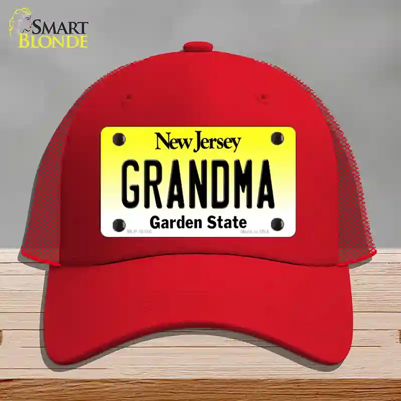 HAT17-MLP-10160 Grandma   Jersey Novelty License Plate Hat, Mesh - Red