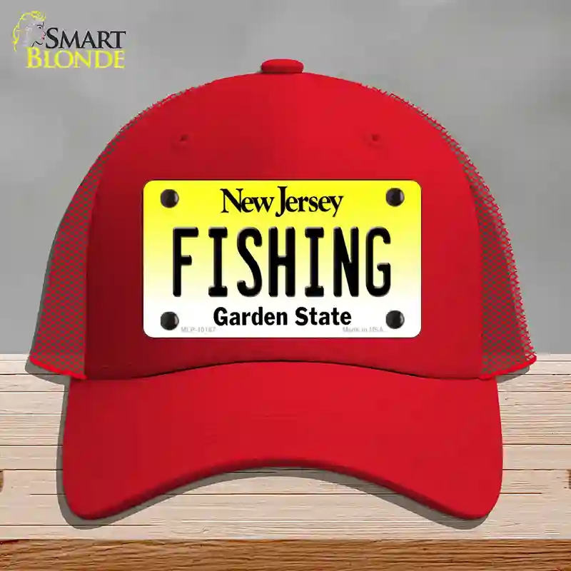 HAT17-MLP-10167 Fishing   Jersey Novelty License Plate Hat, Mesh - Red