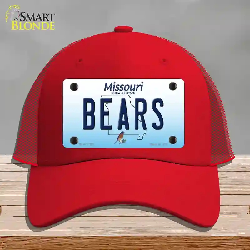 HAT17-MLP-10251 Bears Missouri Novelty License Plate Hat, Mesh - Red