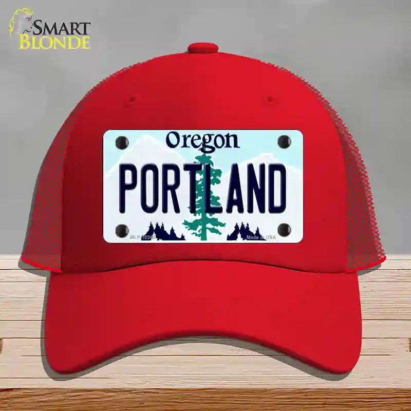 HAT17-MLP-10343 Portland Oregon Novelty License Plate Hat, Mesh - Red