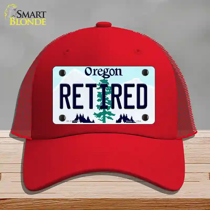 HAT17-MLP-10362 Retired Oregon Novelty License Plate Hat, Mesh - Red