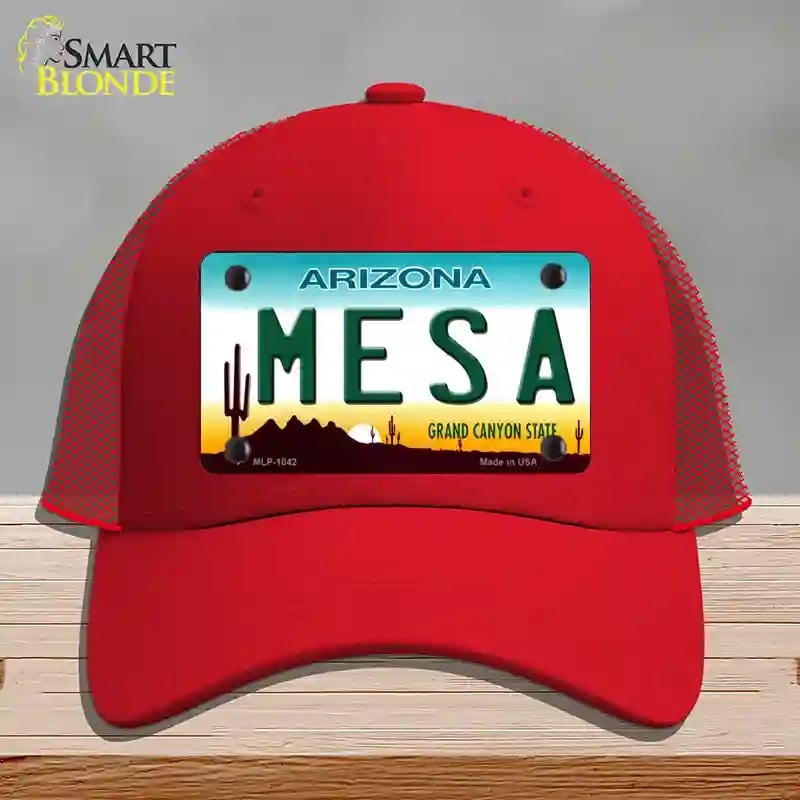 HAT17-MLP-1042 Mesa Arizona Novelty License Plate Hat, Mesh - Red