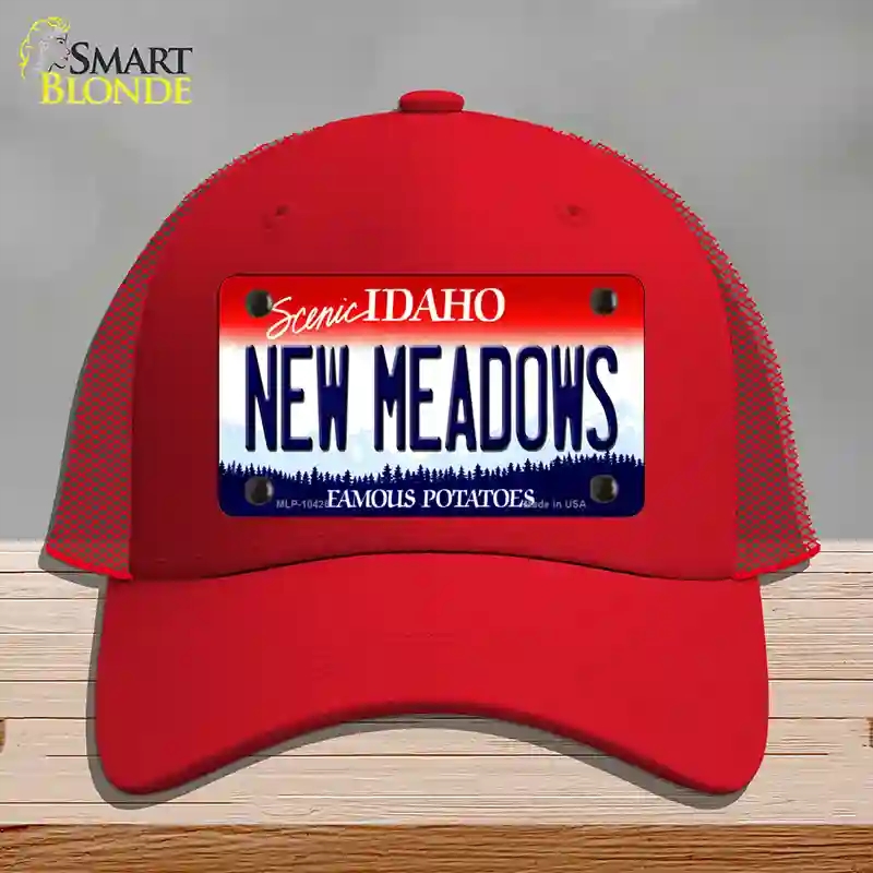 HAT17-MLP-10426   Meadows Idaho Novelty License Plate Hat, Mesh - Red