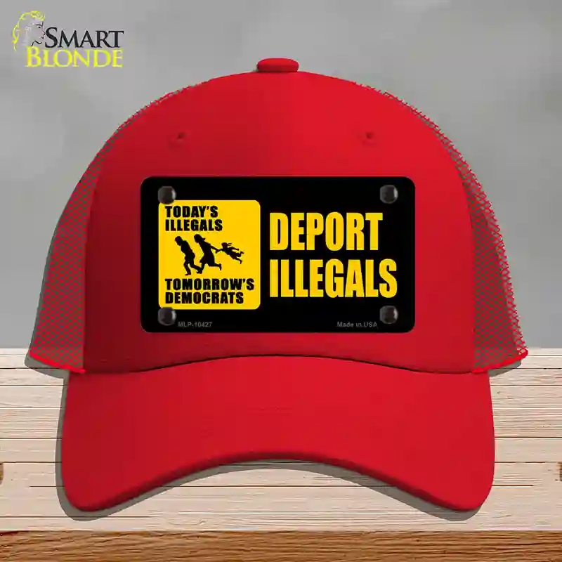 HAT17-MLP-10427 Deport Illegals Novelty License Plate Hat, Mesh - Red