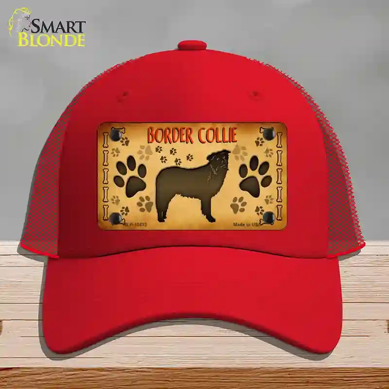 HAT17-MLP-10433 Border Collie Novelty License Plate Hat, Mesh - Red