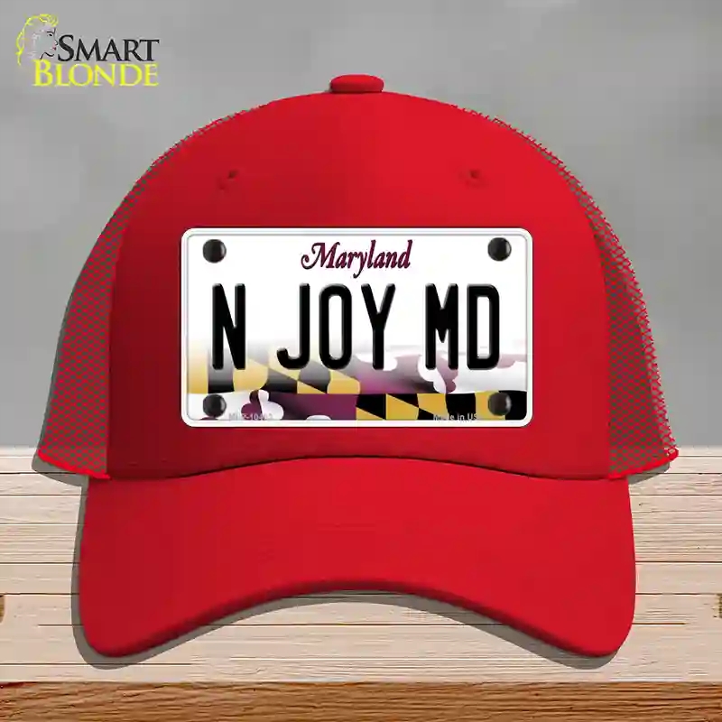 HAT17-MLP-10463 N Joy MD Maryland Novelty License Plate Hat, Mesh - Red