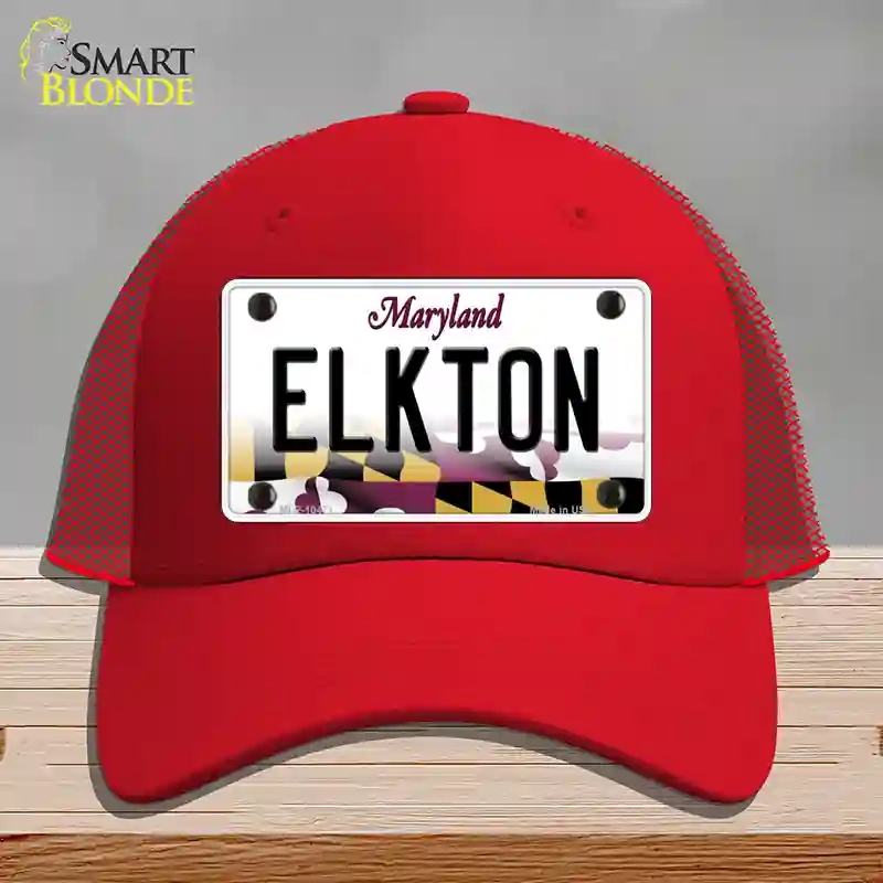 HAT17-MLP-10471 Elkton Maryland Novelty License Plate Hat, Mesh - Red