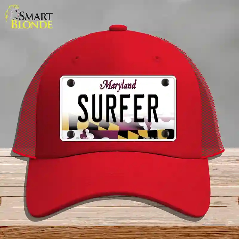HAT17-MLP-10480 Surfer Maryland Novelty License Plate Hat, Mesh - Red