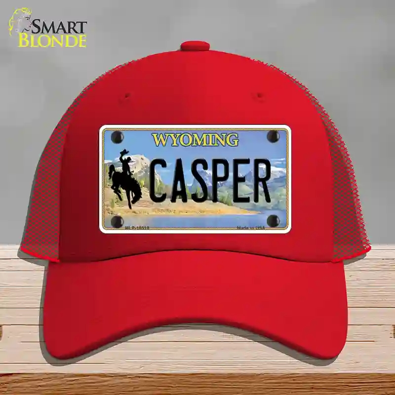 HAT17-MLP-10518 Casper Wyoming Novelty License Plate Hat, Mesh - Red