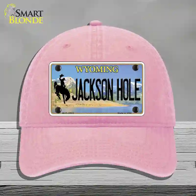 HAT12-MLP-10532 Jackson Hole Wyoming Novelty License Plate Hat, Unconstructed Cotton - Pink