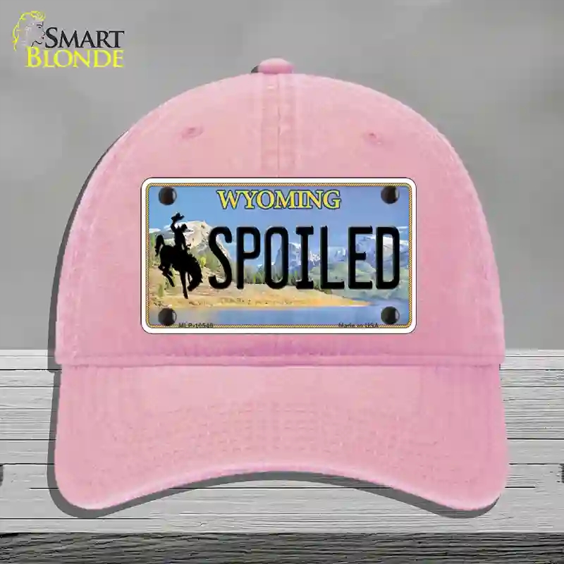 HAT12-MLP-10546 Spoiled Wyoming Novelty License Plate Hat, Unconstructed Cotton - Pink