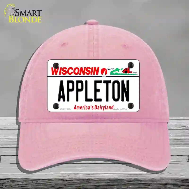 HAT12-MLP-10614 Appleton Wisconsin Novelty License Plate Hat, Unconstructed Cotton - Pink