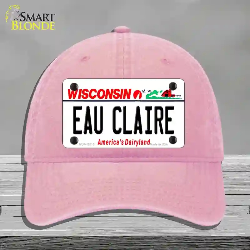 HAT12-MLP-10615 Eau Claire Wisconsin Novelty License Plate Hat, Unconstructed Cotton - Pink
