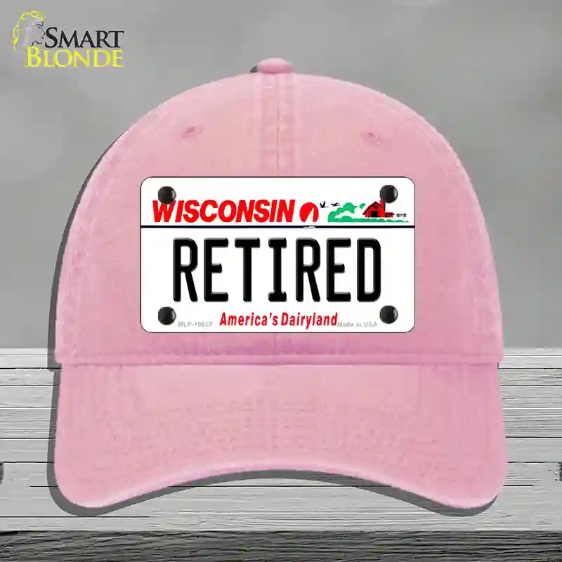HAT12-MLP-10637 Retired Wisconsin Novelty License Plate Hat, Unconstructed Cotton - Pink