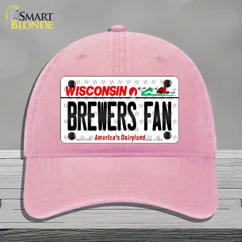 HAT12-MLP-10794 Brewers Fan Wisconsin Novelty License Plate Hat, Unconstructed Cotton - Pink