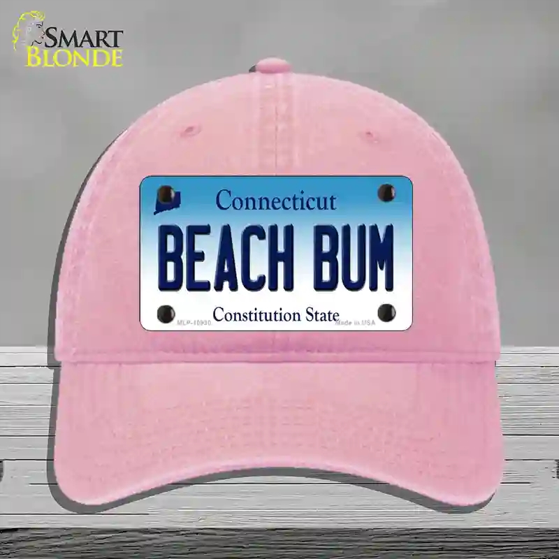 HAT12-MLP-10930 Beach Bum Connecticut Novelty License Plate Hat, Unconstructed Cotton - Pink