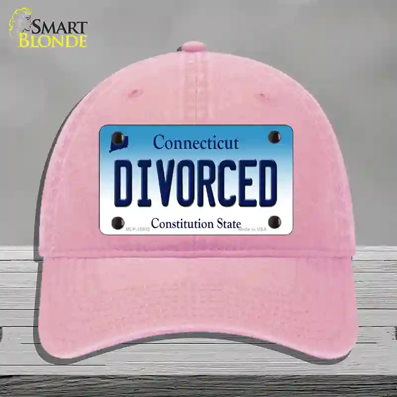 HAT12-MLP-10933 Divorced Connecticut Novelty License Plate Hat, Unconstructed Cotton - Pink