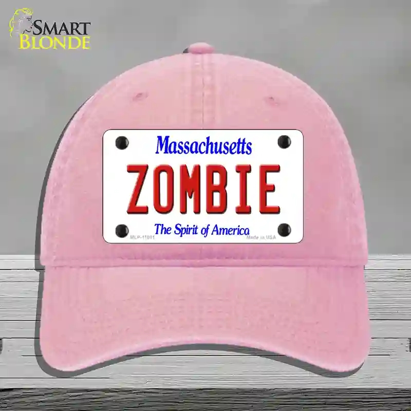 HAT12-MLP-11001 Zombie Massachusetts Novelty License Plate Hat, Unconstructed Cotton - Pink