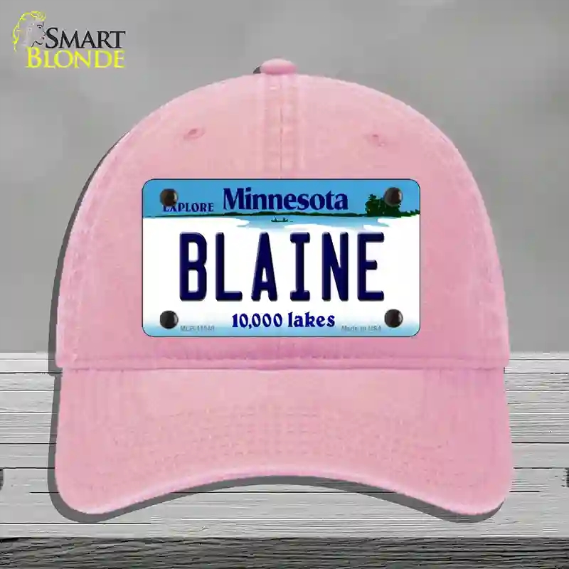 HAT12-MLP-11048 Blaine Minnesota State Novelty License Plate Hat, Unconstructed Cotton - Pink