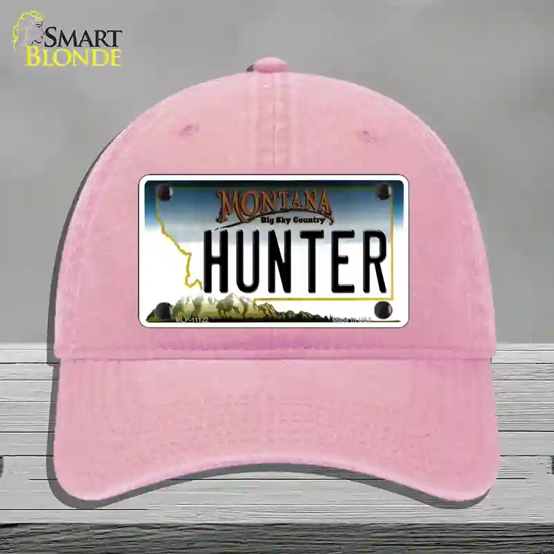 HAT12-MLP-11122 Hunter Montana State Novelty License Plate Hat, Unconstructed Cotton - Pink