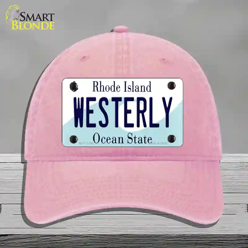 HAT12-MLP-11188 Westerly Rhode Island State Novelty License Plate Hat, Unconstructed Cotton - Pink