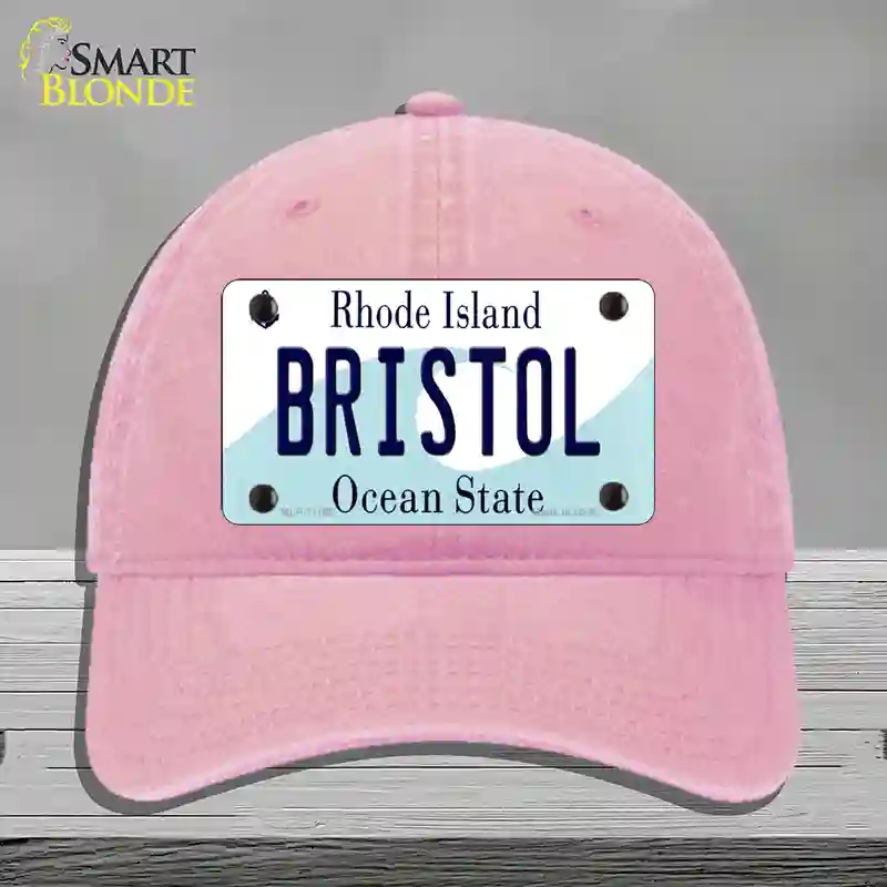 HAT12-MLP-11195 Bristol Rhode Island State Novelty License Plate Hat, Unconstructed Cotton - Pink