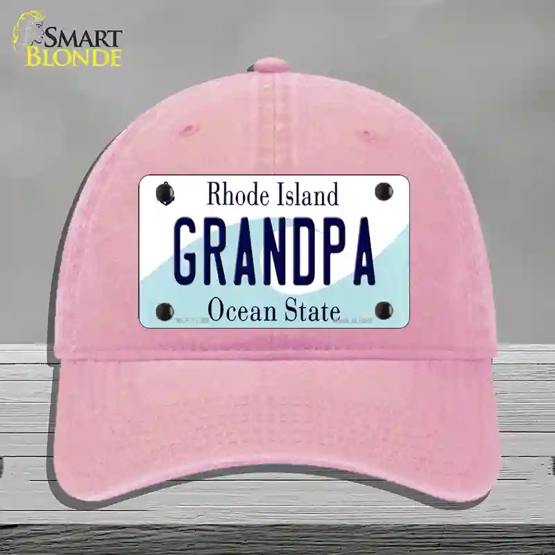 HAT12-MLP-11200 Grandpa Rhode Island State Novelty License Plate Hat, Unconstructed Cotton - Pink