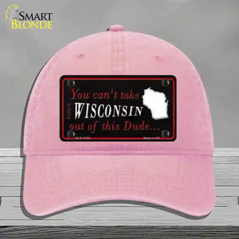 HAT12-MLP-11303 Wisconsin Dude Novelty License Plate Hat, Unconstructed Cotton - Pink