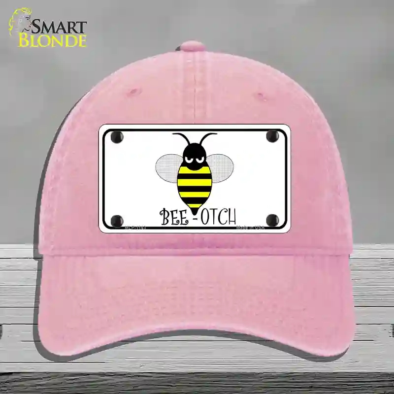 HAT12-MLP-1143 Bee-otch Novelty License Plate Hat, Unconstructed Cotton - Pink