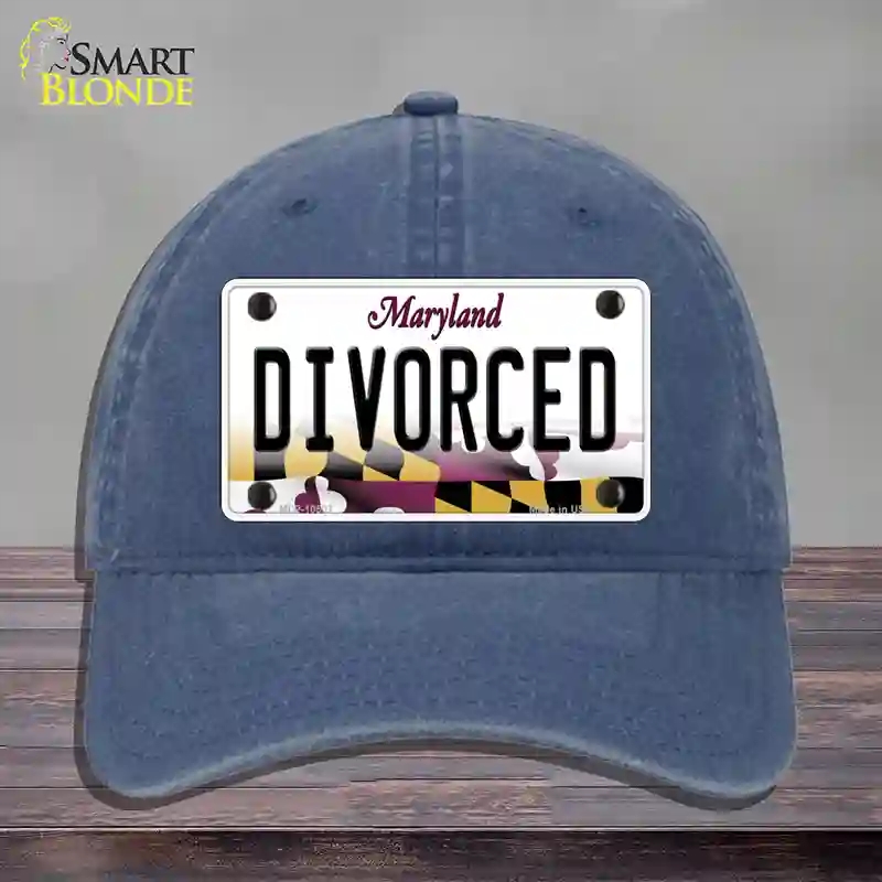 HAT11-MLP-10507 Divorced Maryland Novelty License Plate Hat, Unconstructed Cotton - Navy