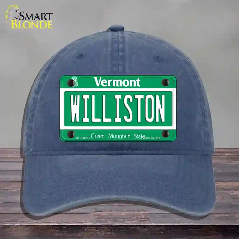 HAT11-MLP-10672 Williston Vermont Novelty License Plate Hat, Unconstructed Cotton - Navy