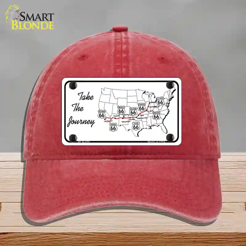 HAT13-MLP-100 Take the Journey Novelty License Plate Hat, Unconstructed Cotton - Red