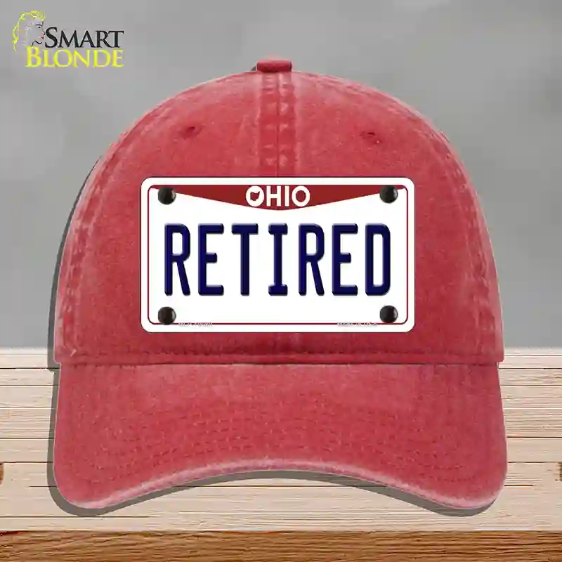 HAT13-MLP-10080 Retired Ohio Novelty License Plate Hat, Unconstructed Cotton - Red